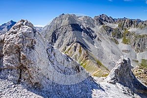 Mountain landscape and Mone Pass in Pralognan la Vanoise, French alps