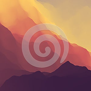 Mountain Landscape. Mountainous Terrain. Mountain Design. Vector Silhouettes Of Mountains Backgrounds. Sunset.