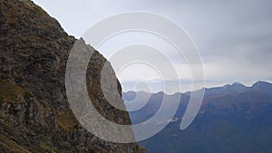 Mountain landscape, mountains in the distance in a blue haze