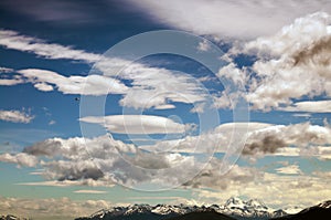 Mountain landscape over Beagle Channel in Patagonia.