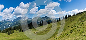 Mountain landscape panorama in the Swiss Alps above Klosters