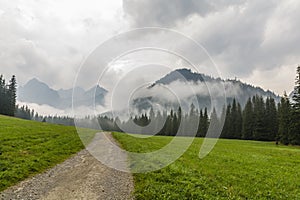 Mountain landscape after passing rain