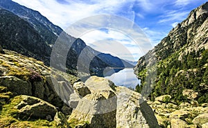 Mountain landscape in the Pirineos , Spain photo