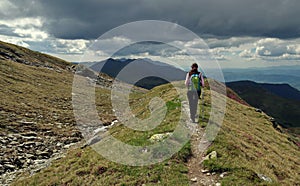 Mountain landscape. Pleasant hike in the Rodnei Mountains, landmark attraction in Romania