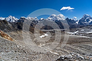 Mountain landscape from Renjo la pass, Everest region, Nepal
