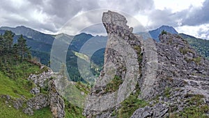 Mountain landscape with rocks, cloudy day. View from Nosal Mountain.