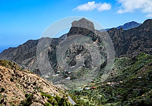 Mountain landscape with Roque Cano, Island La Gomera, Canary Islands, Spain, Europe