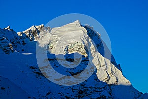 Mountain landscape and scenic view of high mountains in Himalayas