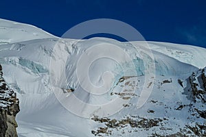 Mountain landscape and scenic view of high mountains in Himalayas