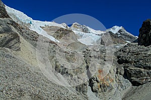 Mountain landscape and scenic view of high mountains in Himalayas
