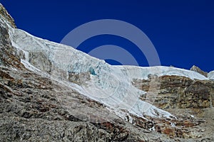 Mountain landscape and scenic view of high mountains in Himalayas