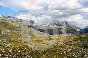 Mountain landscape at Sedlo Pass, Durmitor National Park, Å½abljak, Montenegro, Europe