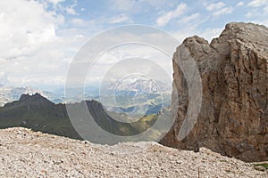 Mountain landscape seeing from Punta Serauta, Dolomites, Italian Alps