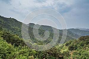 Mountain landscape seen from Mutianyu section of the Great Wall