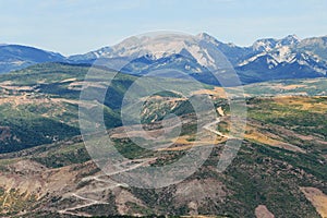 Mountain landscape, with a serpentine mountain