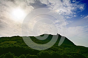 Mountain landscape, Siazan region, Azerbaijan, backlight photo