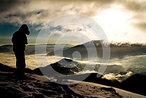 Mountain landscape with silhouette