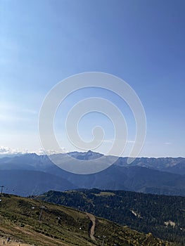 Mountain landscape. Sky and spaciousness. Mobile photography.