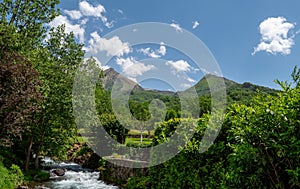 Mountain landscape with small torrent, French Pyrenees