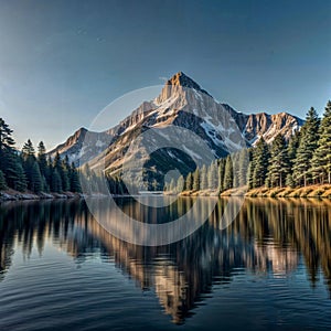 Mountain landscape with snow and blue sky