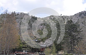 Mountain landscape in spring from Kegon Falls place in Nikko National Park Japan