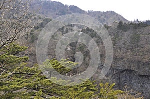 Mountain landscape in spring from Kegon Falls place in Nikko National Park Japan