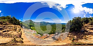 Mountain landscape in Sri Lanka. Mini World's End, Pitawala Patana. 360 panorama VR