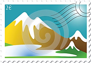 Mountain landscape stamp