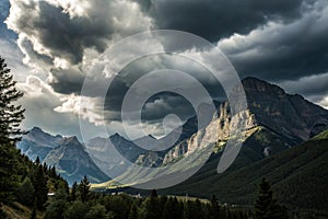 Mountain landscape with storm clouds