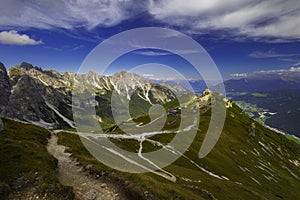 Mountain landscape of the Stubai Alps