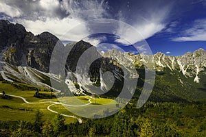 Mountain landscape of the Stubai Alps