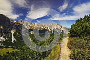 Mountain landscape of the Stubai Alps