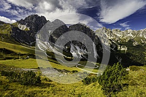 Mountain landscape of the Stubai Alps