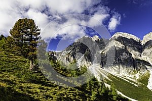 Mountain landscape of the Stubai Alps