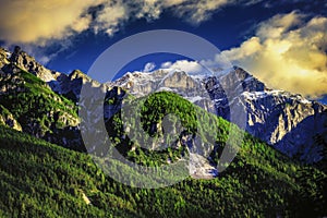 Mountain landscape of the Stubai Alps