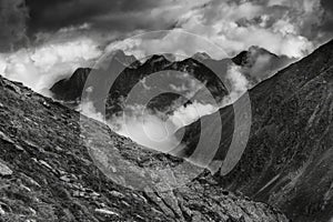 Mountain landscape of the Stubai Alps