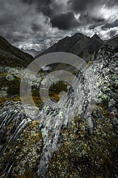 Mountain landscape of the Stubai Alps