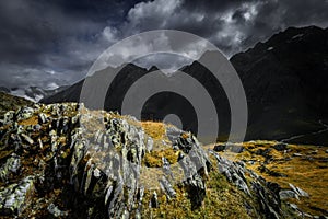 Mountain landscape of the Stubai Alps