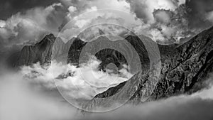 Mountain landscape of the Stubai Alps