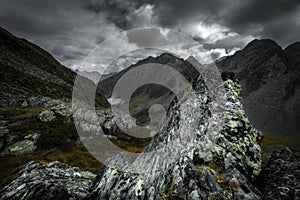 Mountain landscape of the Stubai Alps