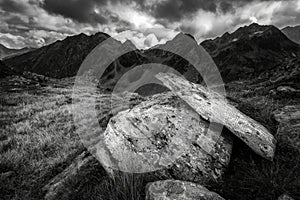 Mountain landscape of the Stubai Alps