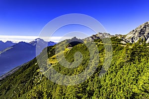 Mountain landscape of the Stubai Alps