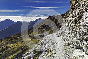 Mountain landscape of the Stubai Alps