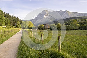 Mountain landscape at sunet in the basque country, spain