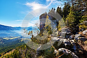 Mountain landscape at sunny day in Austrian Alps.