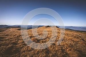 Mountain landscape with sunny sky. Natural outdoor travel background. Slovakia, low tatras.