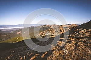 Mountain landscape with sunny sky. Natural outdoor travel background. Slovakia, low tatras.