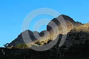 Mountain landscape at sunrise, Corse, France. GR20.