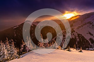 Mountain landscape at sunset