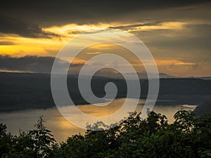 Mountain landscape during sunset in the summer time